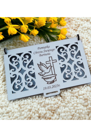 Personalizowane pudełko na pieniądze - Pamiątka Chrztu Święteg