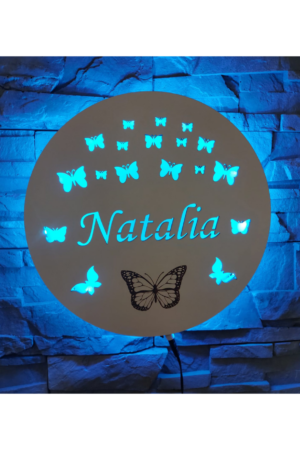 Lampka okrągła Motylek PERSONALIZOWANA OKRĄGŁA LAMPKA LED