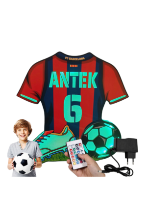 FC BARCELONA Lampka nocna LED koszulka piłkarska IMIĘ personalizowana