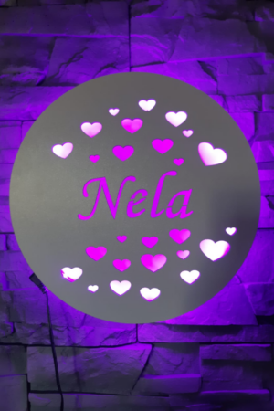 Lampka okrągła Serca PERSONALIZOWANA OKRĄGŁA LAMPKA LED