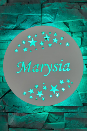 Lampka okrągła Gwiazdki PERSONALIZOWANA OKRĄGŁA LAMPKA LED