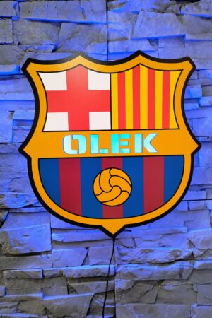 FC BARCELONA Herb Personalizowana Lampka nocna LED piłkarska dowolne imię